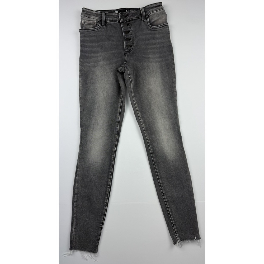 KUT From‎ The Kloth Women's Gray Skinny Jeans Size 6 Raw Hem Button Fly Stretch